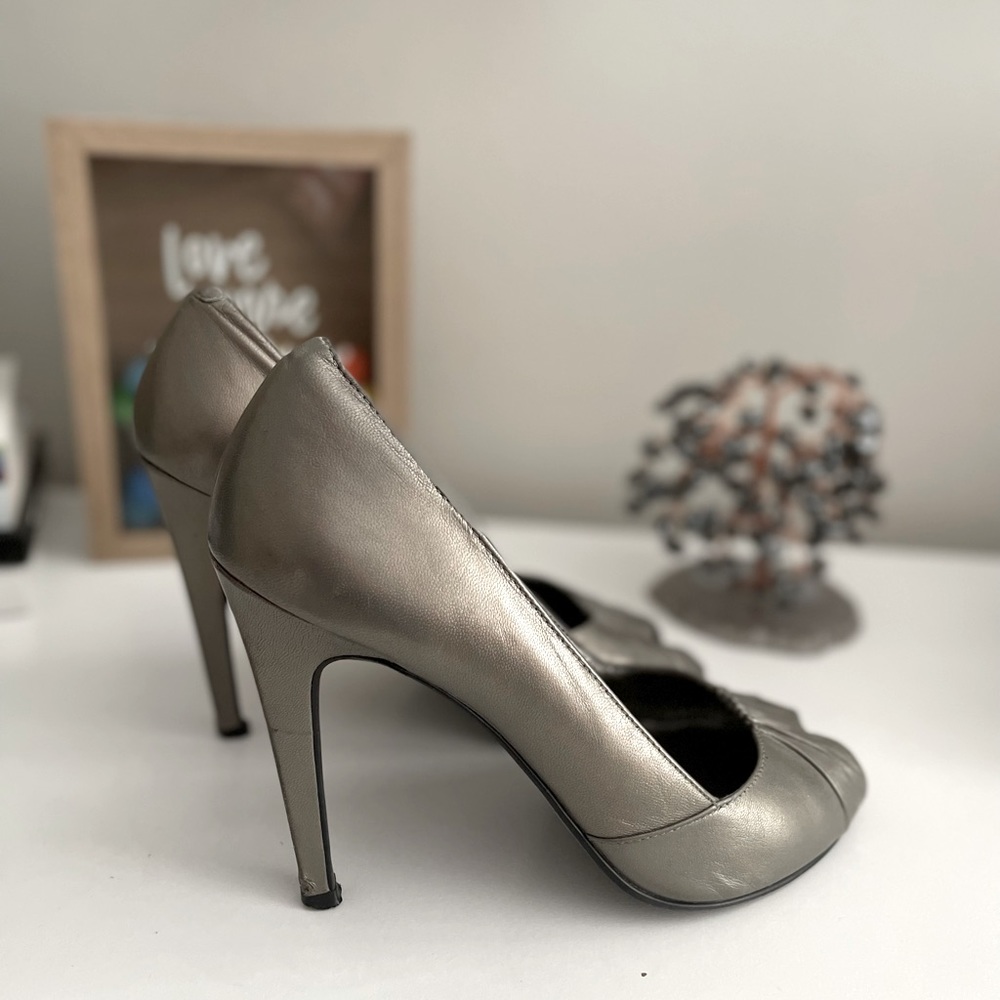 Michael Shannon Silver Leather Peep Toe